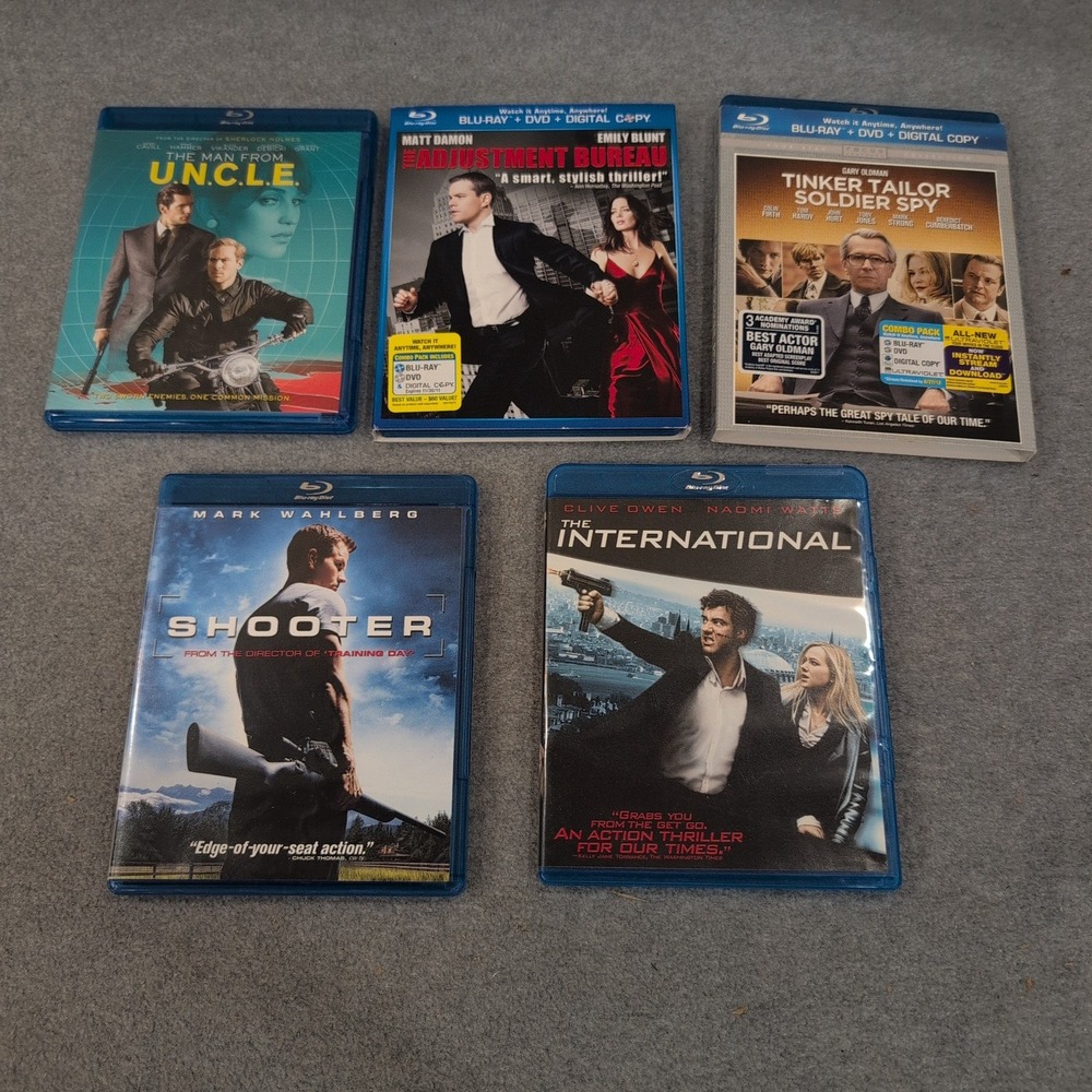 5 Blu-ray Action Political Thriller Movie Lot Shooter Tinker Tailor Soldier Spy - Picture 1 of 2